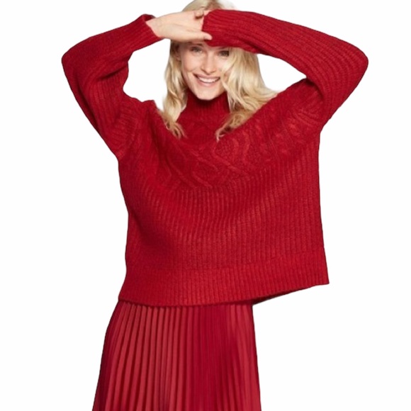 a new day | Sweaters | A New Day Red Acrylic Cable Knit Sweater | Poshmark
